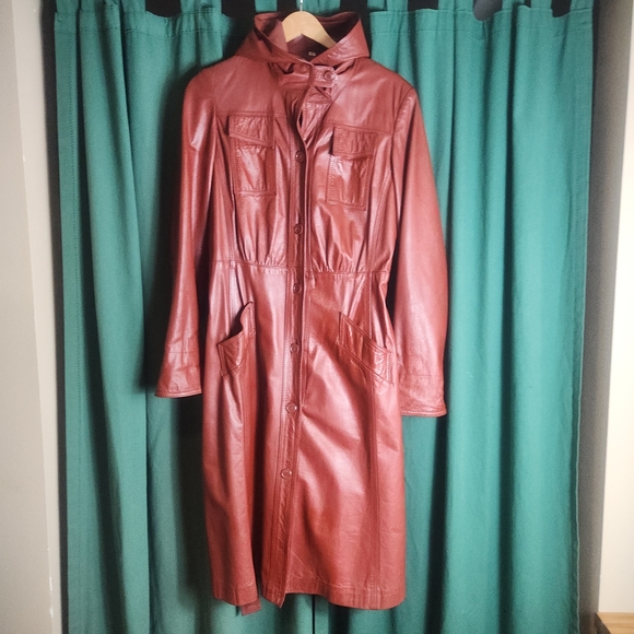 Vintage Nordstrom Women's Rust Colored Fully Lined Leather Jacket